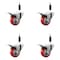 Service Caster 3'' Red Poly Swivel 7/8'' Expanding Stem Caster Set Total Lock Brake, 4PK SCC-EXTTL20S314-PPUB-RED-78-4 - alternate 1